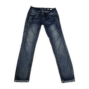 Miss Me Jeans Womens Size 25 Ankle Skinny‎ Fit Raw Hem Blue Denim Pants